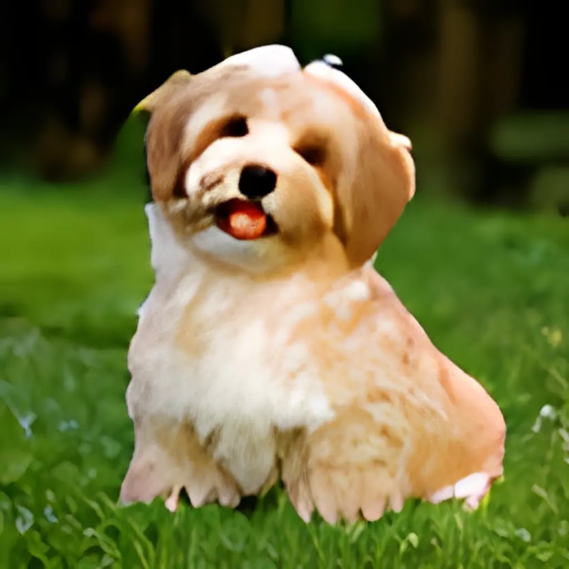 fluffy dog resized to 1024 pixels by 1024 pixels with pixel duplication